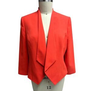 Jones Studio Open Front Kerchief Cut Satin Lined Blazer Size 14 Vintage